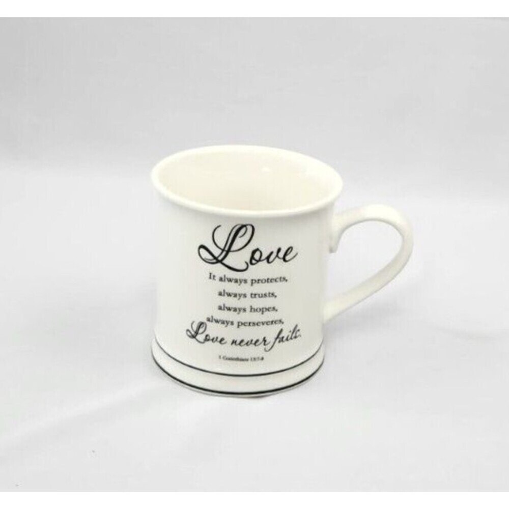 INSPIRATIONAL COFFEE MUG, Love always protects, always trust, always hopes.
